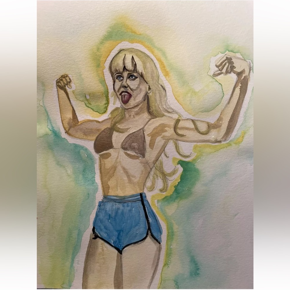 Amyl And The Sniffers Amy Taylor Watercolor Art 12 x 9 Inches Canson Paper